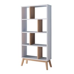 Wooden Display Shelves In White And Brown