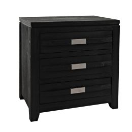 3 Drawer Storage Night Stand with Power Outlets and 1 Cable, Charcoal Gray