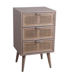 3 Drawer Wooden Accent Chest with Mesh Pattern Front, Gray