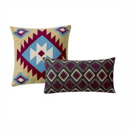 Tribal Print Full Quilt Set with Decorative Pillows, Multicolor