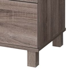 22 Inches 2 Drawer Nightstand with Straight Legs, Taupe Brown